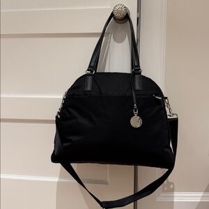 Lo & Sons OG Nylon Messenger/commuter/laptop bag in black with purple lining